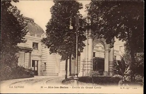 Ak Aix les Bains Savoie, Eingang zum Grand Cercle