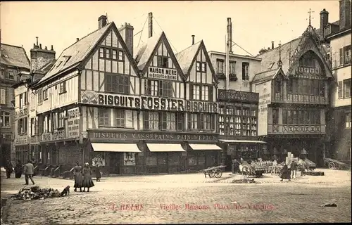 Ak Reims Marne, Vieilles Maisons Place des Marches