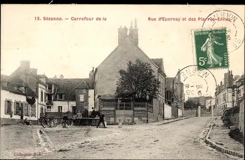 Ak Sézanne Marne, Carrefour de la Rue d'Epernay et des Pierres-Erites