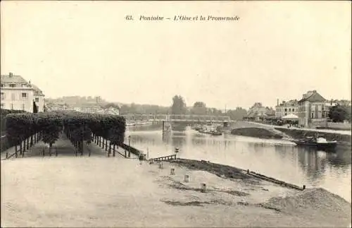 Ak Pontoise Val d'Oise, l'Oise, la Promenade