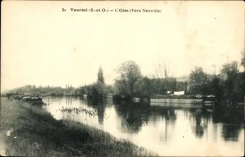 Ak Vauréal Val d´Oise, l'Oise, vers Neuville