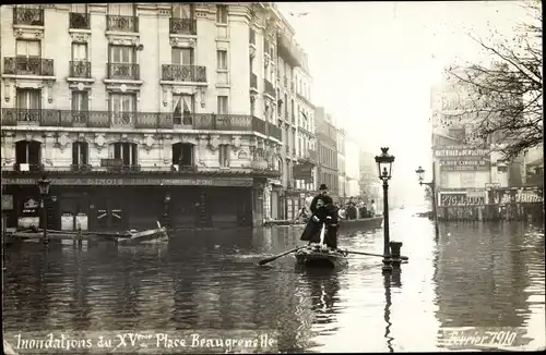 Ak Paris XVVaugirard, Überschwemmungen 1910, Place Beaugrenelle