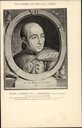 Ak Yonne, Nicolas Edme Restif de la Bretonne, Schriftsteller, Portrait