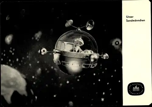 Ak Unser Sandmännchen, Sandmann, DDR Kinderfernsehen, Raumkapsel, Weltall, S 92