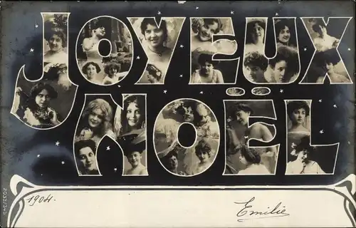 Buchstaben Ak Glückwunsch Weihnachten, Frauen-Portraits