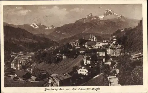 Ak Berchtesgaden in Oberbayern, Blick über den Ort von der Locksteinstraße
