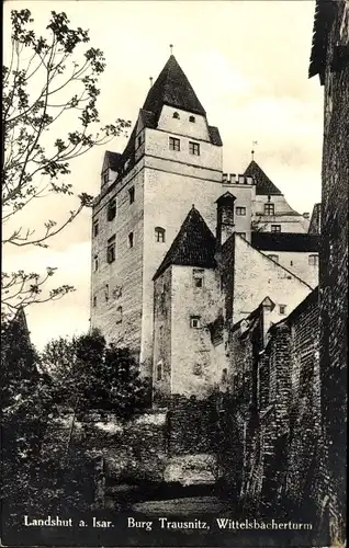 Ak Landshut in Niederbayern, Burg Trausnitz, Wittelsbacherturm