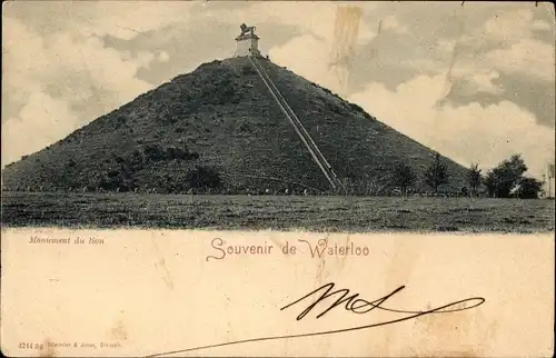 Ak Waterloo Wallonisch-Brabant, Löwendenkmal