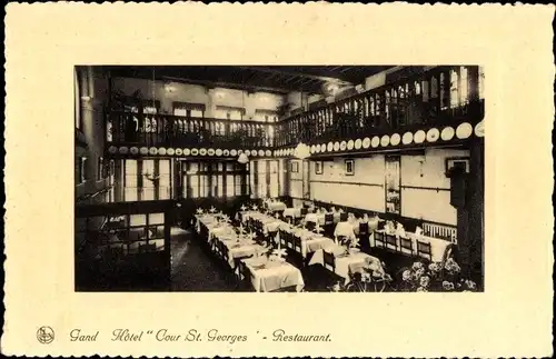Ak Gent Gent Ostflandern, Hotel Cour St. Georges, Restaurant