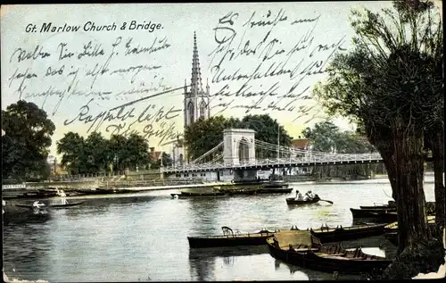 Ak Marlow Südostengland, Kirche, Brücke