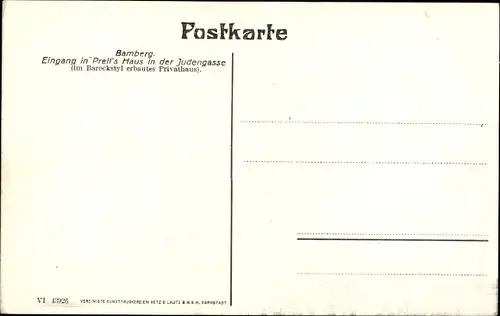 Ak Bamberg in Oberfranken, Prell's Haus in der Judengasse, Eingang