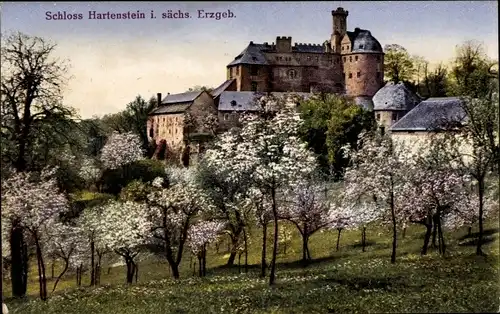 Ak Hartenstein im Erzgebirge Sachsen, Schloss, Baumblüte