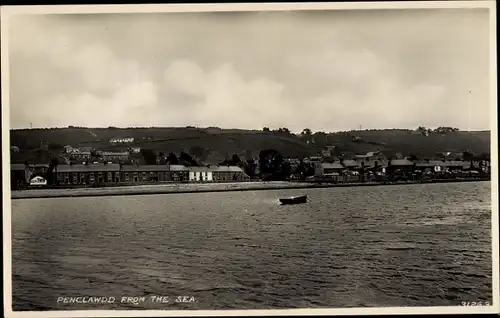 Ak Penclawdd Swansea Wales, Panorama vom Meer