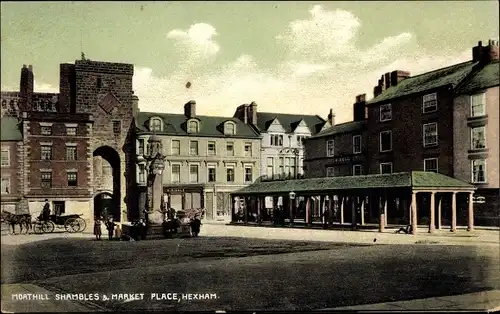 Ak Hexham Northumberland England, Morthill Shambles, Marktplatz