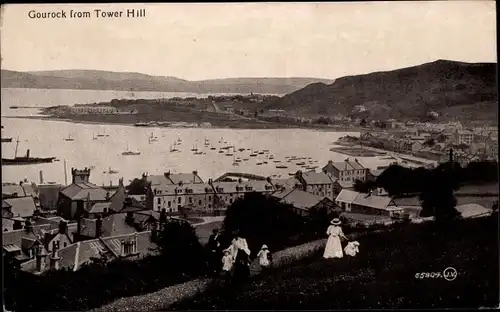 Ak Gourock Schottland, Panorama vom Tower Hill