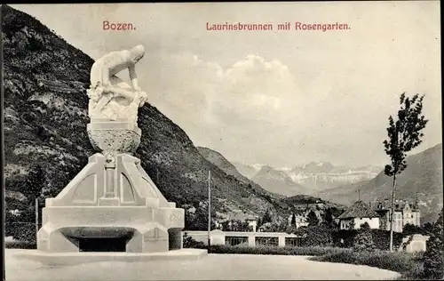 Ak Bozen Bolzano Südtirol, Laurinsbrunnen, Rosengarten