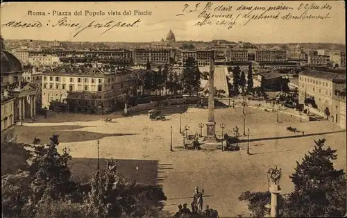 Ak Roma Rom Lazio, Piazza del Popolo vista dal Pincio