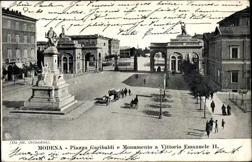 Ak Modena Emilia-Romagna, Piazza Garibaldi, Monumento Vittorio Emanuele II