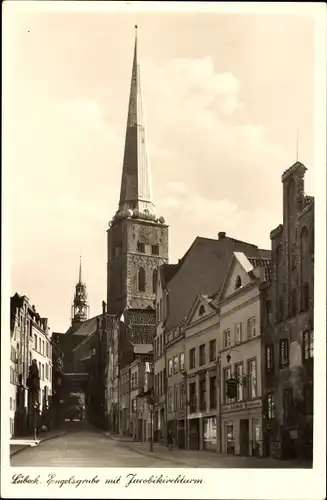 Ak Hansestadt Lübeck, Engelsgrube mit Jacobikirche