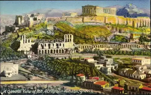 Ak Athen Griechenland, Akropolis, Gesamtansicht