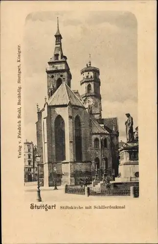 Ak Stuttgart in Württemberg, Stiftskirche, Schillerdenkmal