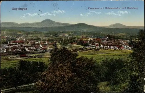 Ak Göppingen in Württemberg, Panorama mit Hohenstaufen und Rechberg