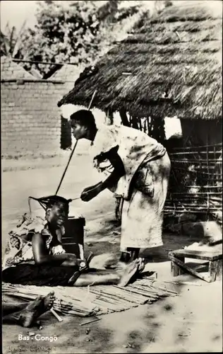 Ak Belgisch-Kongo, ein Outdoor-Friseur