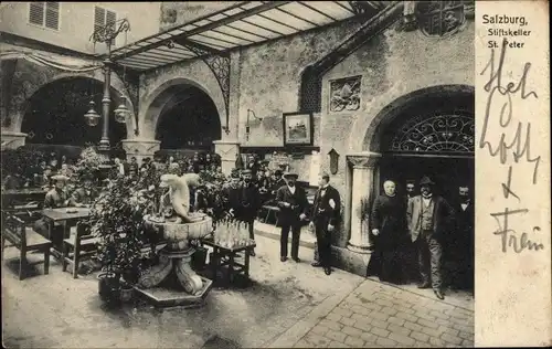 Ak Salzburg in Österreich, Stiftskeller St. Peter, Gäste