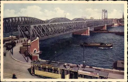 Ak Rotterdam Südholland Niederlande, Maasbruggen, Straßenbahn