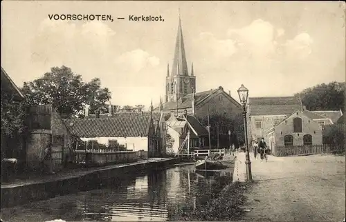 Ak Voorschoten Südholland, Kerksloot, Kirche