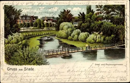 Litho Stade in Niedersachsen, Insel, Neubourgstraße