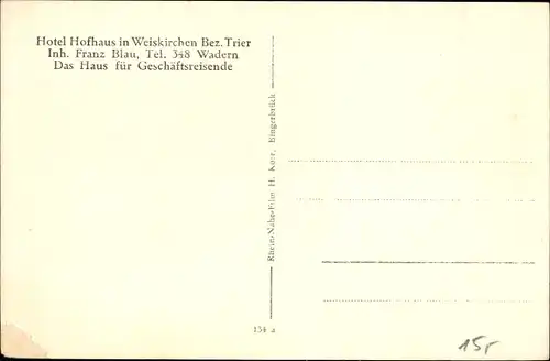 Ak Weiskirchen im Saarland, Hotel Hofhaus, Kirche, Teilansichten, Geschäft