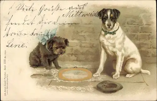 Litho Zwei Hunde, Terrier