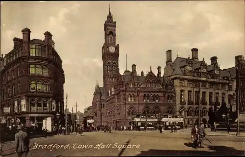 Ak Bradford West Yorkshire England, Rathausplatz