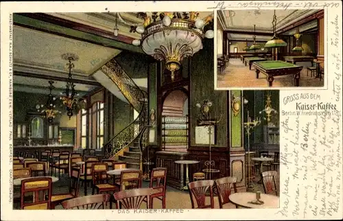 Ak Berlin Mitte, Kaiser-Kaffee, Friedrichstraße 176-178, Billardsaal, Innenansicht