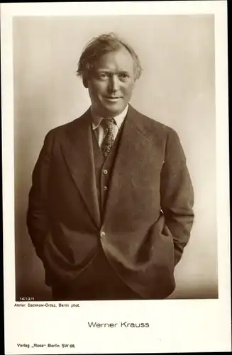 Ak Schauspieler Werner Krauss, Portrait im Anzug, Ross Verlag 1613 1