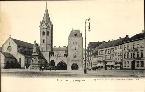 Ak Lutherstadt Eisenach in Thüringen, Karlsplatz