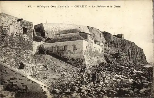 Ak Goree Senegal, La Falaise et le Castel, Steilküste, Festung