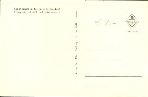 Ak Glotterbad im Schwarzwald, Sanatorium und Kurhaus