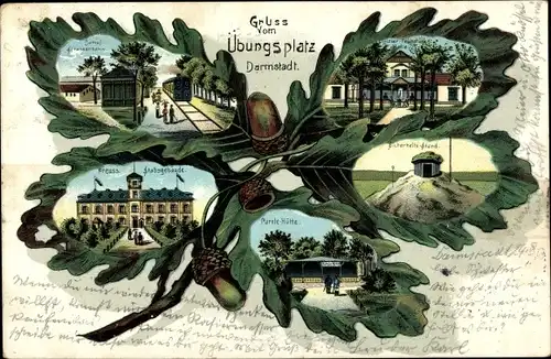 Eichenblatt Litho Darmstadt in Hessen, Truppenübungsplatz, Stabsgebäude