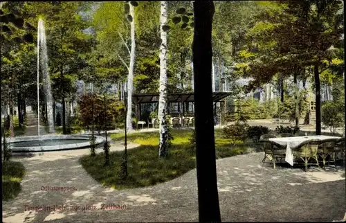 Ak Zeithain in Sachsen, Truppenübungsplatz, Offizierspark, Fontäne