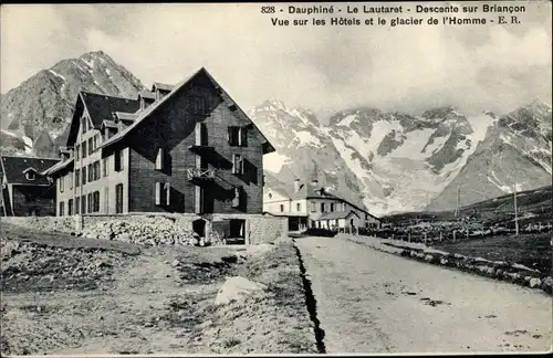 Ak Dauphiné Hautes-Alpes, Le Lautaret, Descente sur Briancon, Hotels, Glacier de l'Homme