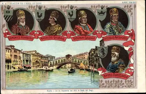 Litho Venezia Venedig Veneto, Rialto, Ed I Suoi 120 Dogi