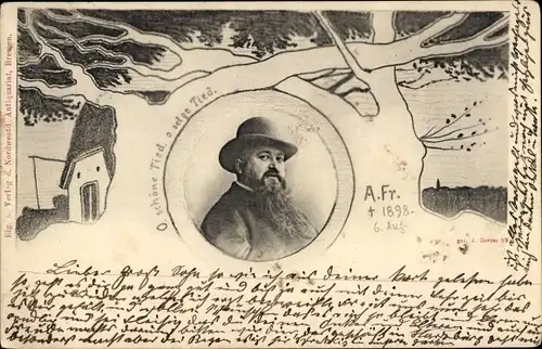 Jugendstil Passepartout Ak Schriftsteller August Freudenthal, Portrait