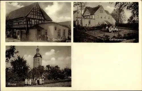 Ak Wernsdorf Naundorf Starkenberg, Gasthof Albert Rudolph, Kirche