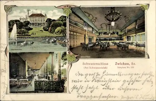 Ak Zwickau in Sachsen, Schwanenschloss, Terrasse, Colonnade