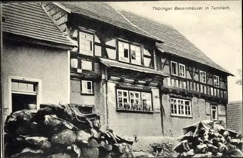 Ak Tambach Dietharz im Thüringer Wald, Bauernhaus, Fachwerkbau