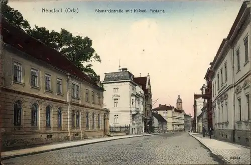 Ak Neustadt an der Orla, Bismarckstraße, Kaiserliches Postamt