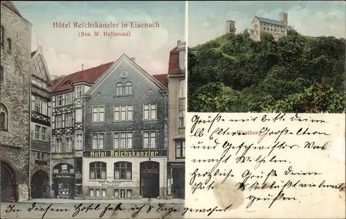 Ak Lutherstadt Eisenach in Thüringen, Hotel Reichskanzler, Wartburg