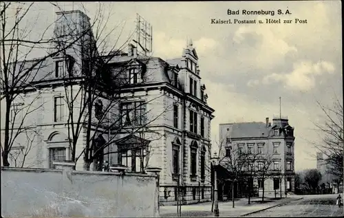 Ak Ronneburg in Thüringen, Kaiserliches Postamt, Hotel zur Post